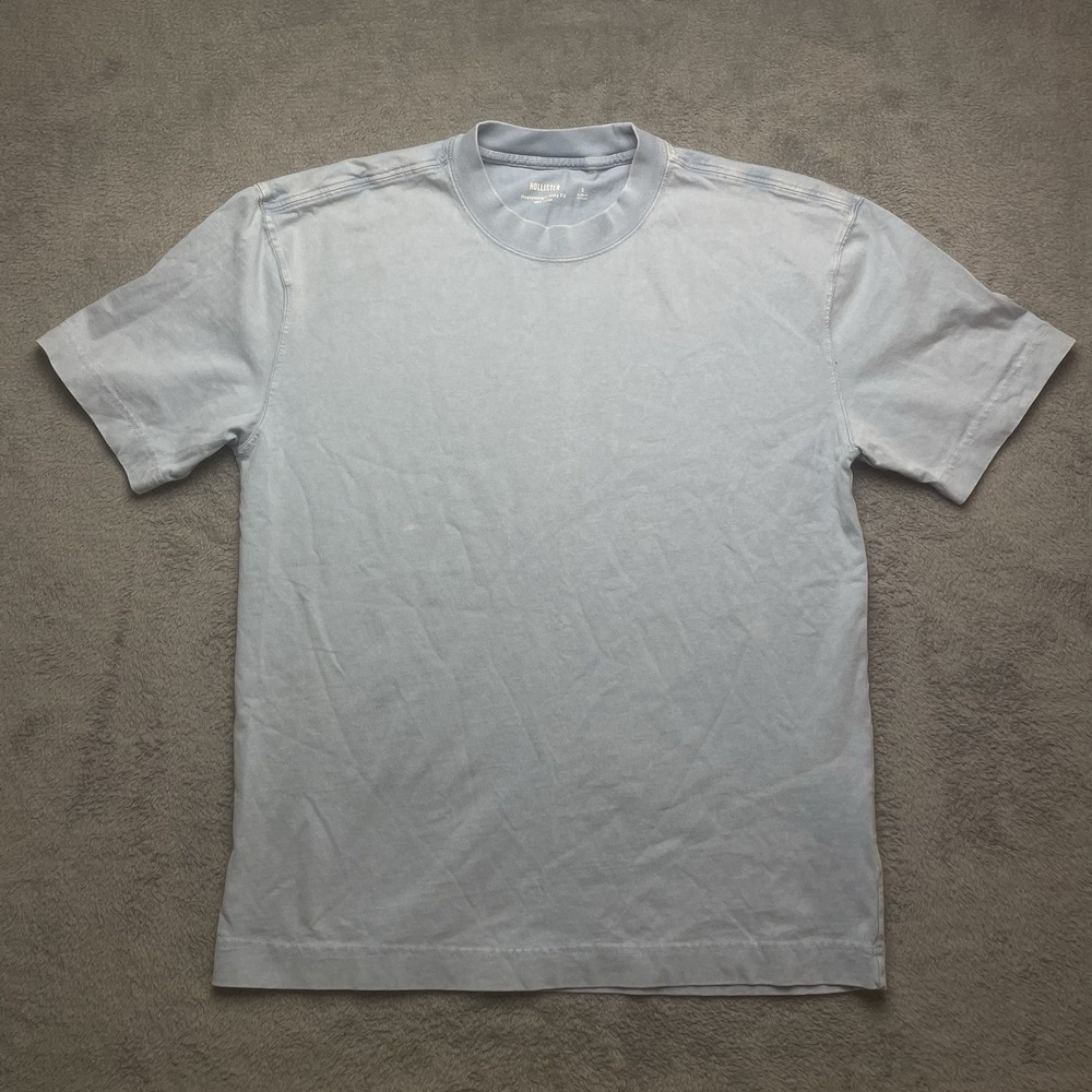 Hollister Tshirt Men's Heavyweight Boxy Fit Size Small Light Blue 100% Cotton
